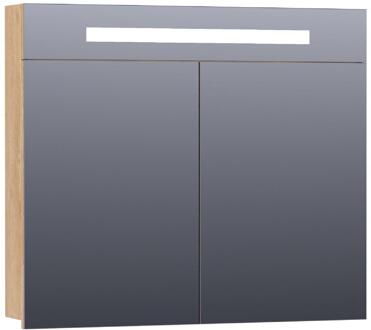 Brauer Promise Spiegelkast - 80 cm - met Directe Verlichting - 2 Enkelzijdige Spiegeldeuren - Forest Tan