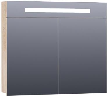 Brauer Promise Spiegelkast - 80 cm - met Directe Verlichting - 2 Enkelzijdige Spiegeldeuren - Forest Wheat
