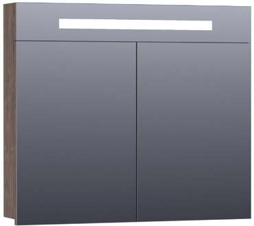 Brauer Promise Spiegelkast - 80 cm - met Directe Verlichting - 2 Enkelzijdige Spiegeldeuren - Grove