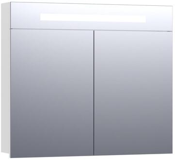 Brauer Promise Spiegelkast - 80 cm - met Directe Verlichting - 2 Enkelzijdige Spiegeldeuren - Hoogglans Wit