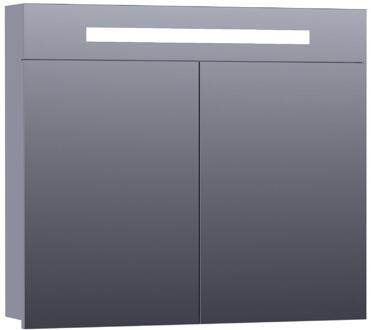 Brauer Promise Spiegelkast - 80 cm - met Directe Verlichting - 2 Enkelzijdige Spiegeldeuren - Mat Grijs