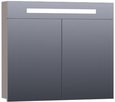 Brauer Promise Spiegelkast - 80 cm - met Directe Verlichting - 2 Enkelzijdige Spiegeldeuren - Mat Taupe