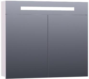 Brauer Promise Spiegelkast - 80 cm - met Directe Verlichting - 2 Enkelzijdige Spiegeldeuren - Mat Wit