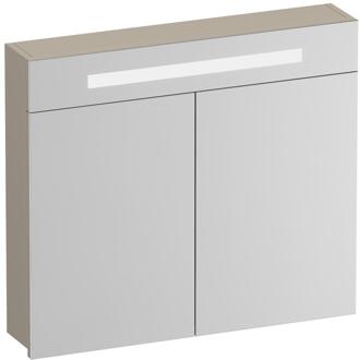 Brauer Promise Spiegelkast - 80 cm - met Verlichting - 2 Spiegeldeuren - Mat Beige