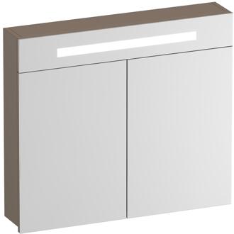 Brauer Promise Spiegelkast - 80 cm - met Verlichting - 2 Spiegeldeuren - Mat Mokka