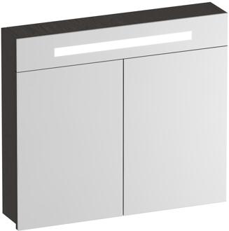 Brauer Promise Spiegelkast - 80 cm - met Verlichting - 2 Spiegeldeuren - Timber Anthracite