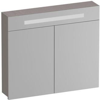 Brauer Promise Spiegelkast - 80 cm - met Verlichting - 2 Spiegeldeuren - Timber Greige