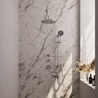 Brauer Regendoucheset Inbouw Brauer Chrome Edition Thermostatisch 30cm met Gebogen Wandarm, Glijstang en Handdouche 3-Standen Chroom