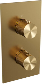 Brauer Regendoucheset Inbouw Brauer Gold Carving Thermostatisch 30cm met 3-Weg Omstelling, Plafondarm en 3-Standen Handdouche Geborsteld Goud