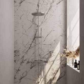 Brauer Regendoucheset Opbouw Brauer Chrome Carving 30 cm Thermostatisch met Staaf Handdouche Chroom