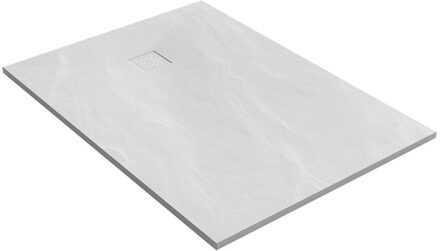 Brauer Relievo Crag Douchebak 100x140cm antislip antibacterieel mineraalmarmer mat wit DB-RC100x140W Wit mat