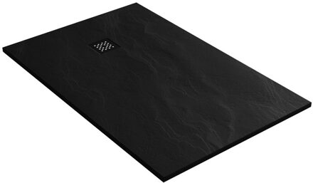 Brauer Relievo Crag Douchebak 140x90cm antislip antibacterieel mineraalmarmer mat zwart DB-RC90x140Z Zwart mat