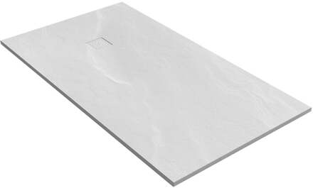 Brauer Relievo Crag Douchebak 180x100cm antislip antibacterieel mineraalmarmer mat wit DB-RC100x180W Wit mat