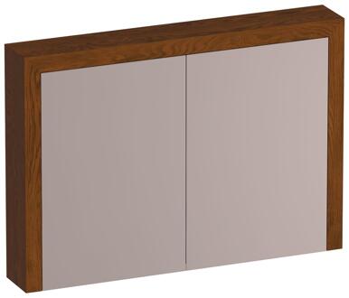 Brauer Rise Spiegelkast 100 cm - zonder Verlichting - Met 2 Dubbelzijdige Spiegeldeuren - Lamellen Eiken Bruin