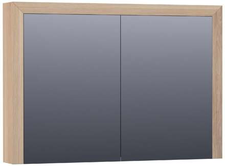 Brauer Rise Spiegelkast 100 cm - zonder Verlichting - Met 2 Dubbelzijdige Spiegeldeuren - Lamellen Eiken Naturel