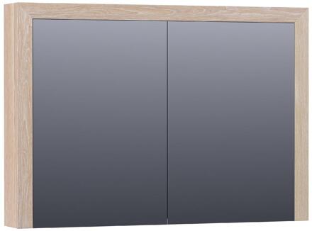 Brauer Rise Spiegelkast 100 cm - zonder Verlichting - Met 2 Dubbelzijdige Spiegeldeuren - Lamellen Eiken Wit