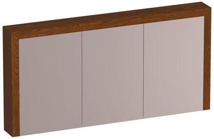 Brauer Rise Spiegelkast 140 cm - zonder Verlichting - Met 3 Dubbelzijdige Spiegeldeuren - Lamellen Eiken Bruin