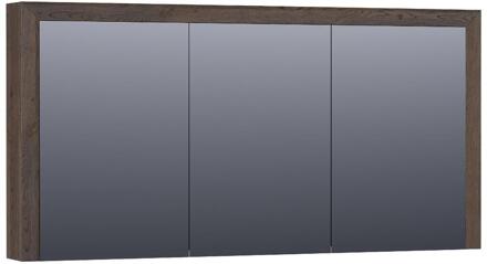 Brauer Rise Spiegelkast 140 cm - zonder Verlichting - Met 3 Dubbelzijdige Spiegeldeuren - Lamellen Eiken Zwart