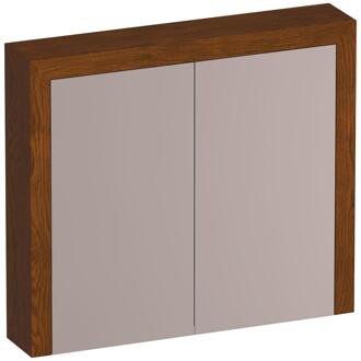 Brauer Rise Spiegelkast 80 cm - zonder Verlichting - Met 2 Dubbelzijdige Spiegeldeuren - Lamellen Eiken Bruin