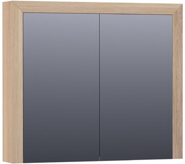 Brauer Rise Spiegelkast 80 cm - zonder Verlichting - Met 2 Dubbelzijdige Spiegeldeuren - Lamellen Eiken Naturel