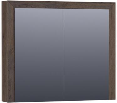 Brauer Rise Spiegelkast 80 cm - zonder Verlichting - Met 2 Dubbelzijdige Spiegeldeuren - Lamellen Eiken Zwart