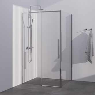 Brauer Season douchecabine model B met schuifdeur helder glas 120x100x200 omkeerbaar incl. glascoating Season-Chroom
