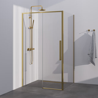 Brauer Season douchecabine model B met schuifdeur helder glas 120x80x200 omkeerbaar incl. glascoating Season-Goud