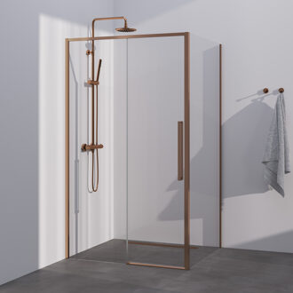 Brauer Season douchecabine model B met schuifdeur helder glas 120x80x200 omkeerbaar incl. glascoating Season-Koper