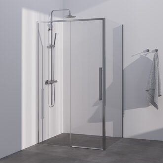 Brauer Season douchecabine model B met schuifdeur helder glas 120x90x200 omkeerbaar incl. glascoating Season-RVS-kleurig