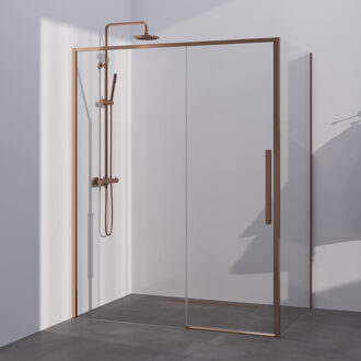 Brauer Season douchecabine model B met schuifdeur helder glas 140x100x200 omkeerbaar incl. glascoating Season-Koper