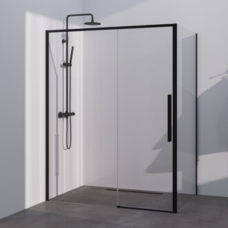 Brauer Season douchecabine model B met schuifdeur helder glas 160x80x200 omkeerbaar incl. glascoating Season-Mat Zwart