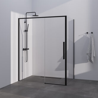 Brauer Season douchecabine model B met schuifdeur helder glas 160x90x200 omkeerbaar incl. glascoating Season-Mat Zwart
