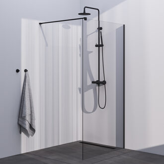 Brauer Season inloopdouche model C helder glas 100x200 incl. glascoating mat zwart