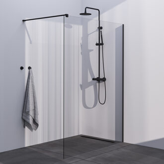 Brauer Season inloopdouche model C helder glas 140x200 incl. glascoating mat zwart