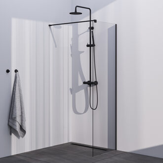 Brauer Season inloopdouche model C helder glas 70x200 incl. glascoating mat zwart