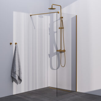 Brauer Season inloopdouche model C helder glas 90x200 incl. glascoating goud geborsteld