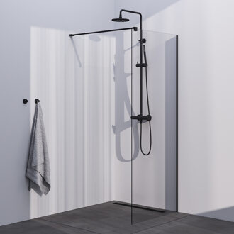 Brauer Season inloopdouche model C helder glas 90x200 incl. glascoating mat zwart