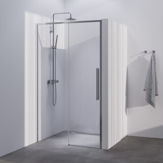 Brauer Season nisdeur model B met schuifdeur helder glas 100x200 omkeerbaar incl. glascoating Season-RVS-kleurig