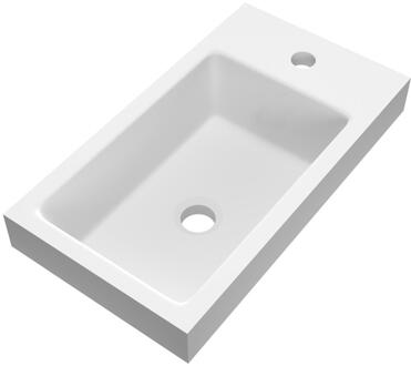 Brauer Solar Medium Opbouw Fontein - 40 cm - met 1 Kraangat - Links/Rechts Plaatsbaar - Mineraalmarmer - Mat Wit