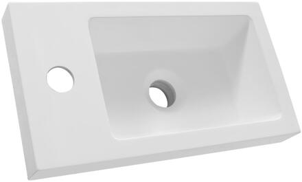 Brauer Solar Medium Opbouw Fontein - 40 cm - met 1 Kraangat - Links/Rechts Plaatsbaar - Mineraalmarmer - Zijdeglans Wit