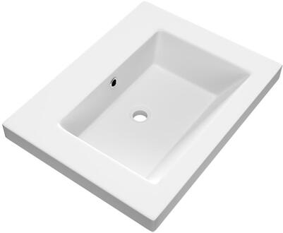 Brauer Solar Medium Wastafel - 60 cm - met 1 Spoelbak en 0 Kraangaten - Mineraalmarmer Mat Wit