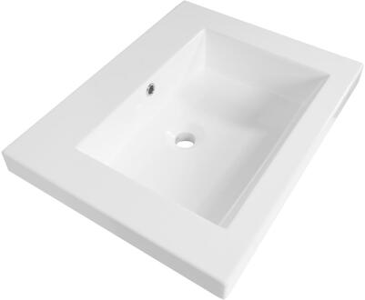 Brauer Solar Medium Wastafel - 60 cm - met 1 Spoelbak en 1 Kraangat - Mineraalmarmer Zijdeglans Wit