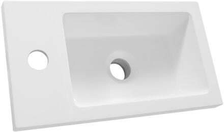 Brauer Solar Slim Opbouw Fontein - 40 cm - met 1 Kraangat - Links/Rechts Plaatsbaar - Mineraalmarmer - Zijdeglans Wit