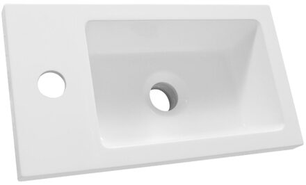 Brauer Solar Slim opbouw fontein 40 met 1 kraangat en links/rechts te plaatsen mineraalmarmer zijdeglans wit FO-SOS401ZW