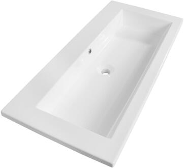 Brauer Solar Slim Wastafel - 100 cm - met 1 Spoelbak en 0 Kraangaten - Mineraalmarmer Zijdeglans Wit