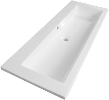 Brauer Solar Slim Wastafel - 120 cm - met 1 Spoelbak en 0 Kraangaten - Mineraalmarmer Zijdeglans Wit