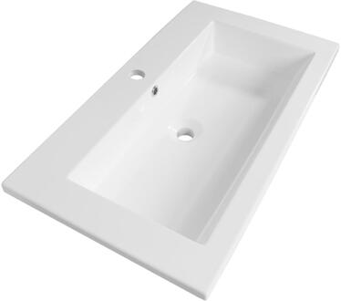 Brauer Solar Slim Wastafel - 80 cm - met 1 Spoelbak en 1 Kraangat - Mineraalmarmer Zijdeglans Wit