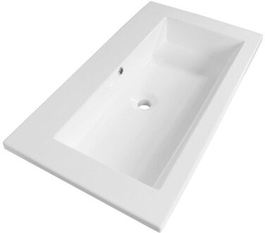 Brauer Solar Slim wastafel 80x46x2.5cm - 1 wasbak - 0 kraangaten - mineraalmarmer - zijdeglans wit WT-SOS800ZW Wit glans