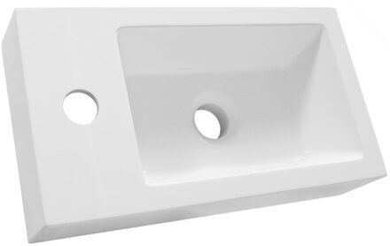 Brauer Solar Thick opbouw fontein 40 met 1 kraangat en links/rechts te plaatsen mineraalmarmer zijdeglans wit FO-SOT401ZW Wit hoogglans