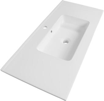 Brauer Starfall Wastafel - 100 cm - met 1 Spoelbak en 1 Kraangat - Keramiek Hoogglans Wit